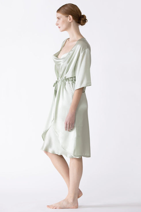 Nk Imode Sierra 3/4 Sleeve Front Tie Silk Robe